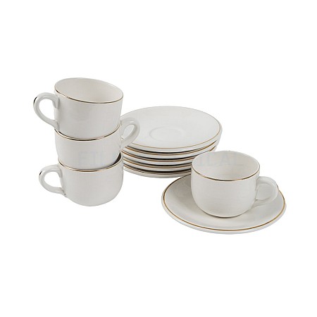 Gold Rim Cups and Saucers Set